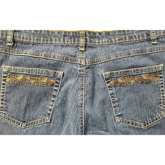 COS Women Jeans 12 Y2K Rhinestones Boot Cut Embroidered Embellished Flare Leg - Picture 3 of 16